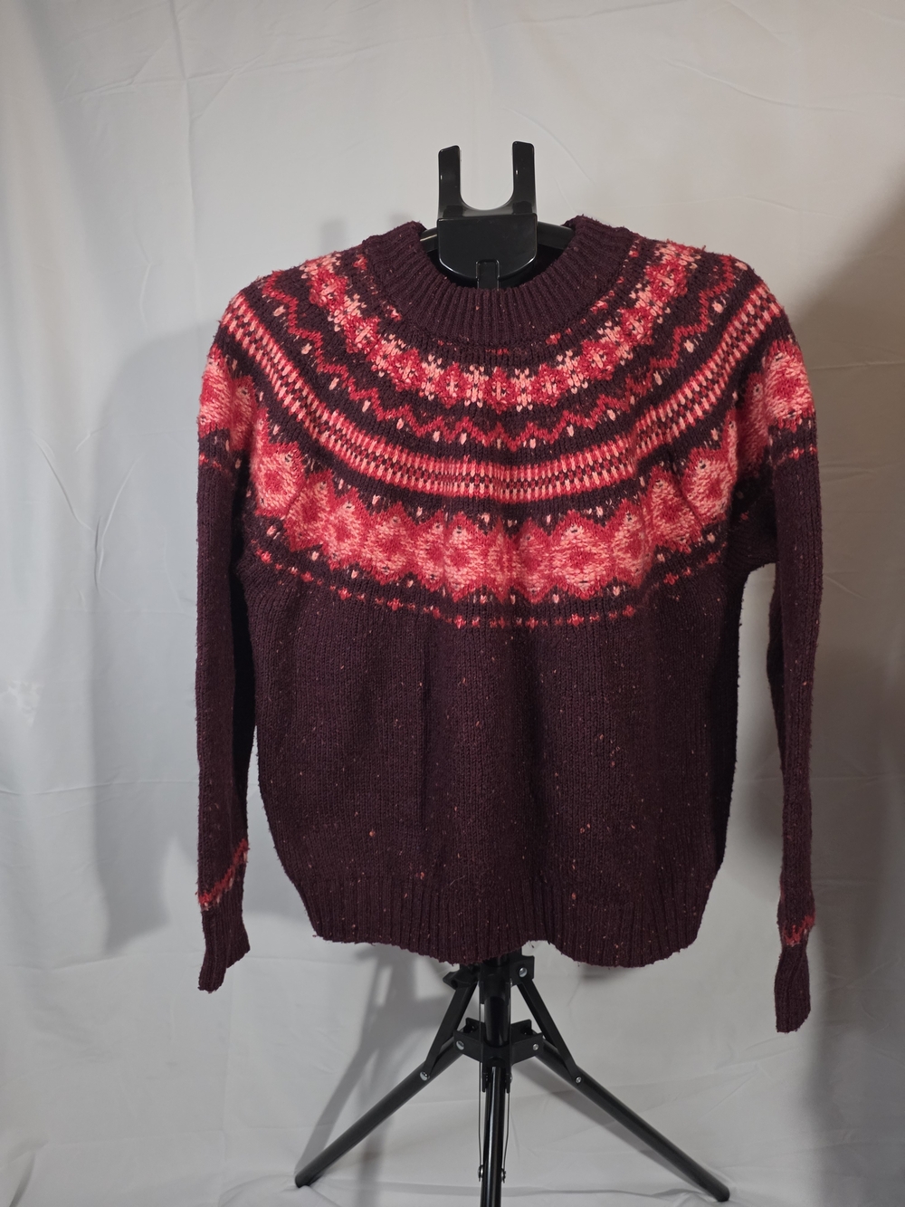 Men's Maroon Fair Isle Sweater - Brand Unspecified